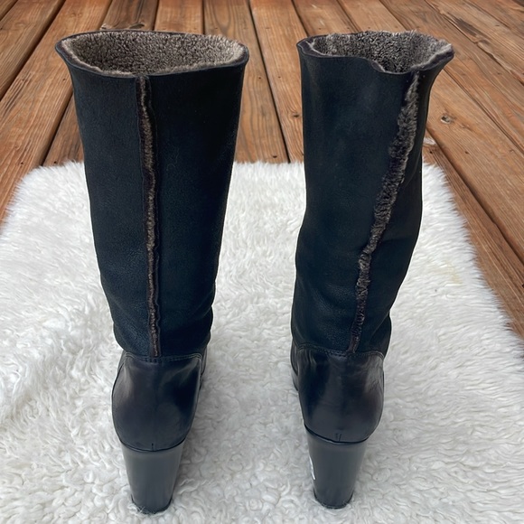 STUART WEITZMAN 'Snowy' Black Brown
Leather Shearling Wedge Boots Size 8 - Picture 5 of 12